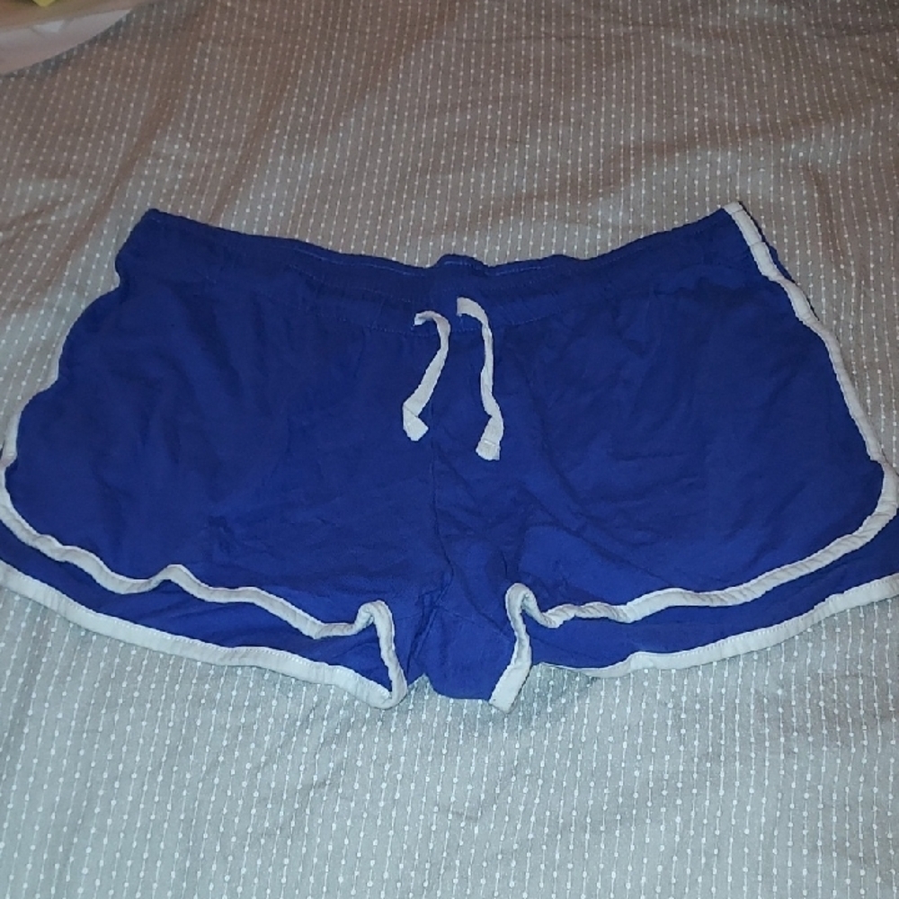 Blue Women's Shorts with White Trim